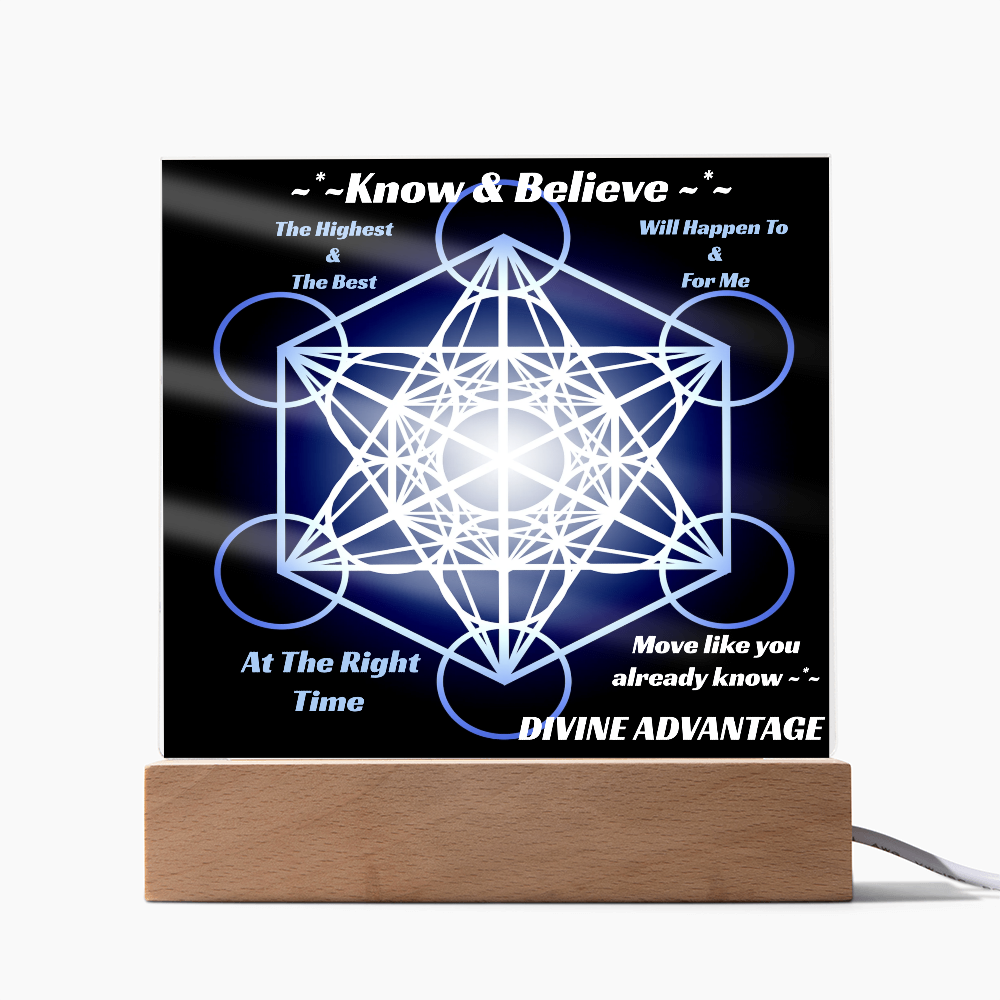 ✨ Divine Timing in Motion – Metatron's Cube Acrylic Plaque ✨