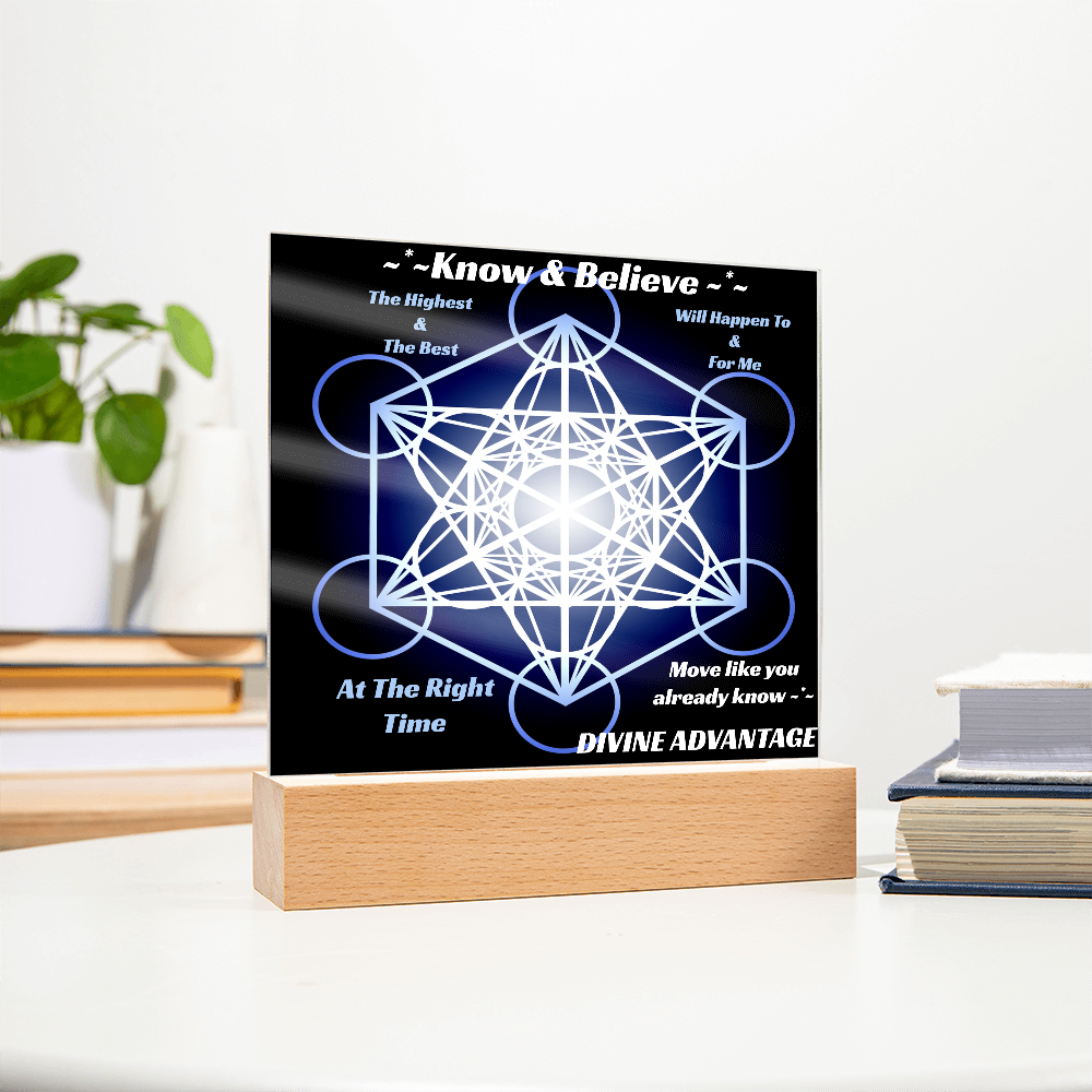 ✨ Divine Timing in Motion – Metatron's Cube Acrylic Plaque ✨