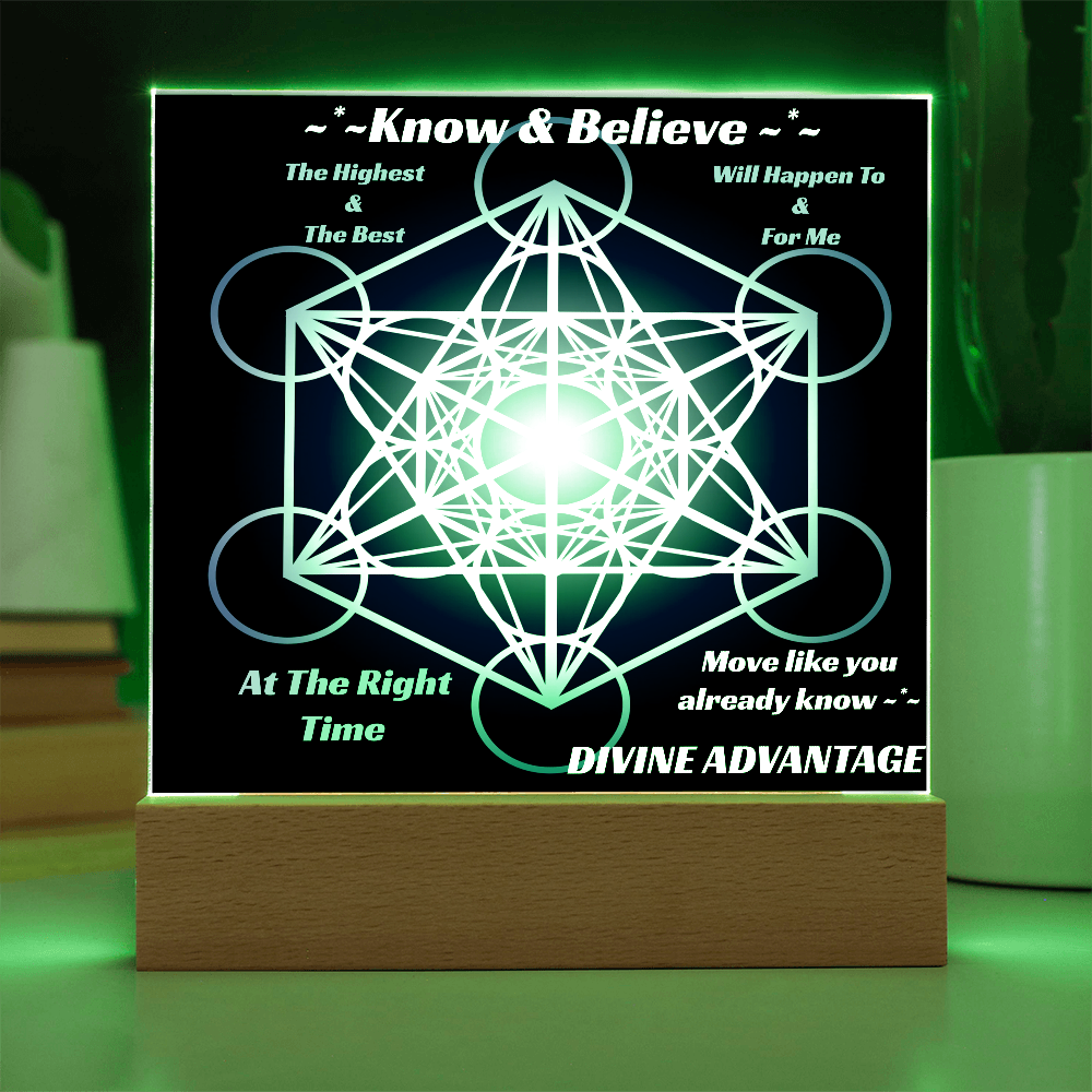 ✨ Divine Timing in Motion – Metatron's Cube Acrylic Plaque ✨